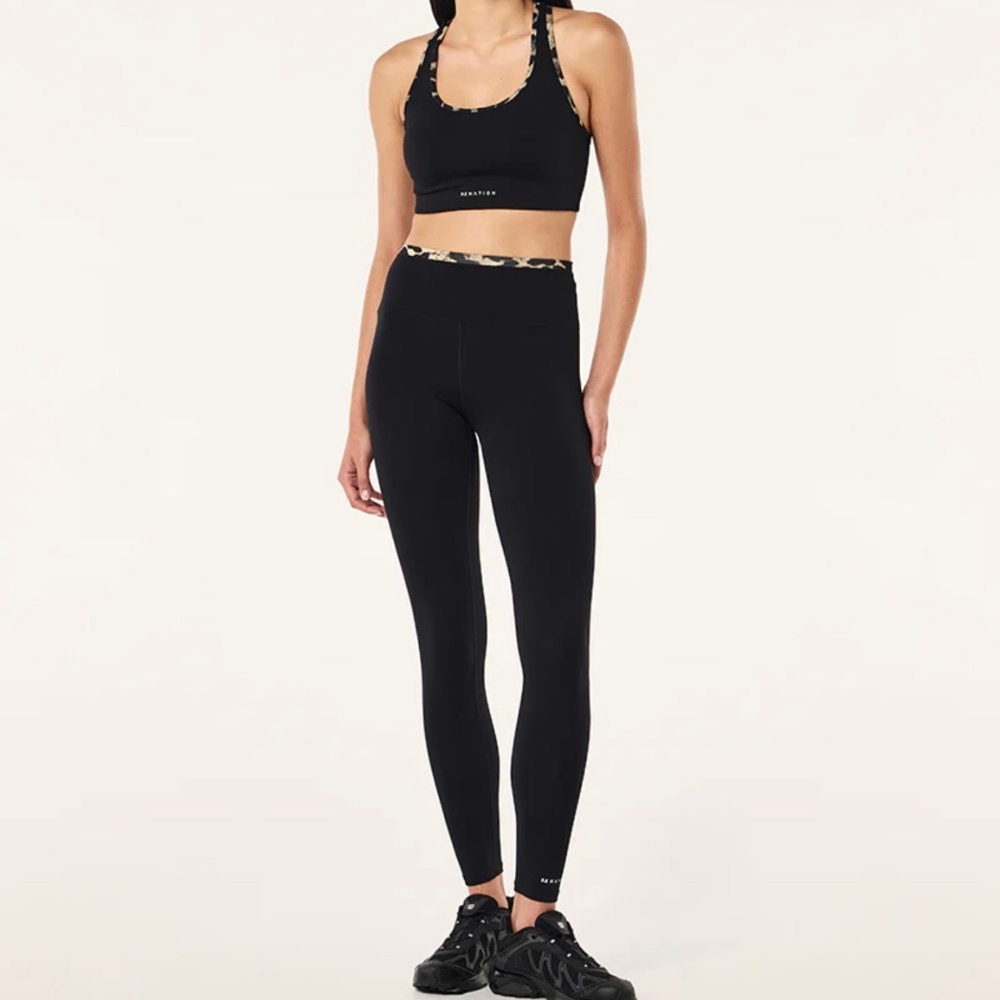 Vita Full Length Legging in Black & Leopard